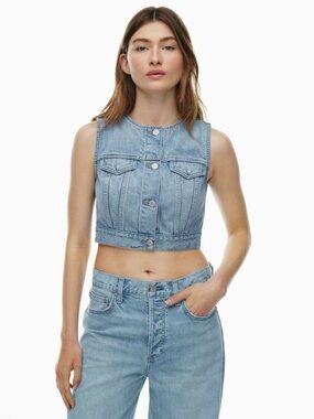 Denim Forum Aritzia Light Blue Cropped Denim Vest Size Small Women’s